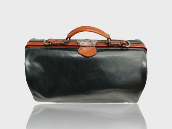 McFermoir Compact dokterstas Donkerblauw met cognac
