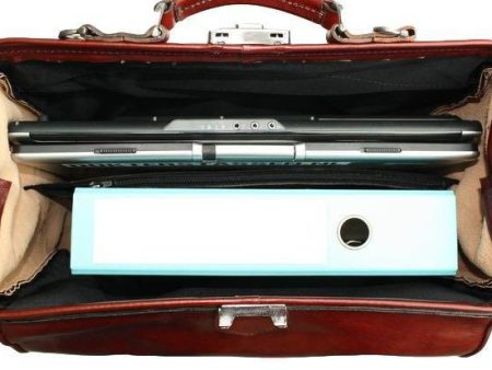 McFermoir Laptoptas, XL met 2 voorvakken, ritsvak en trolleyband, kastanje