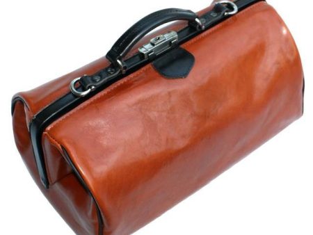 McFermoir compact, dokterstas, cognac met zwart, 40 x 23 x 25 cm.
