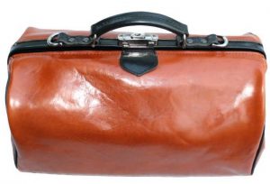 McFermoir compact, dokterstas, cognac met zwart, 40 x 23 x 25 cm.