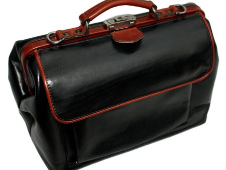 McFermoir dokterstas Large met A4 voorvak en extra ritsvak donkerblauw met cognac