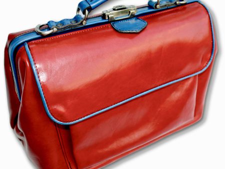 McFermoir dokterstas medium met voorvak in de kleur rood met lichtblauw.