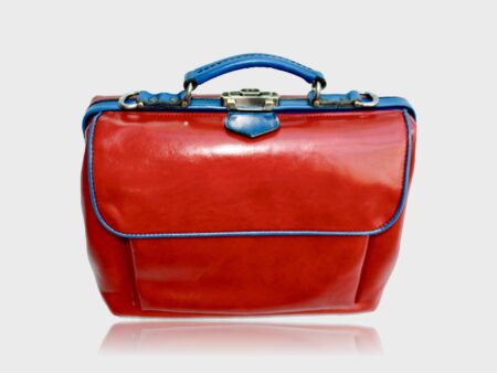 McFermoir Medium dokterstas met voorvak en ritsvak Rood met lichtblauw