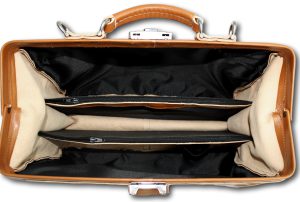 McFermoir 3 vaks laptop-dokterstas oker met trolley band