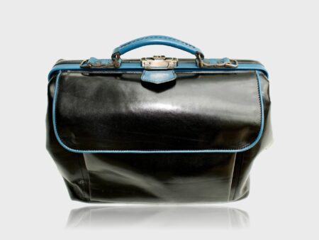 McFermoir Large dokterstas met A4 vak en ritsvak Zwart met lichtblauw