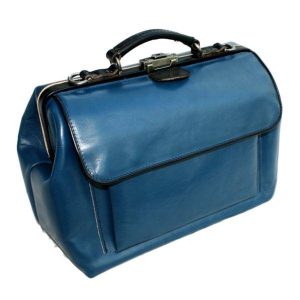 McFermoir dokterstas Medium met voorvak en ritsvak Lichtblauw met donkerblauw