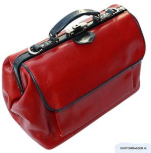 McFermoir dokterstas Marije Large met voorvak en ritsvak Rood met donkerblauw