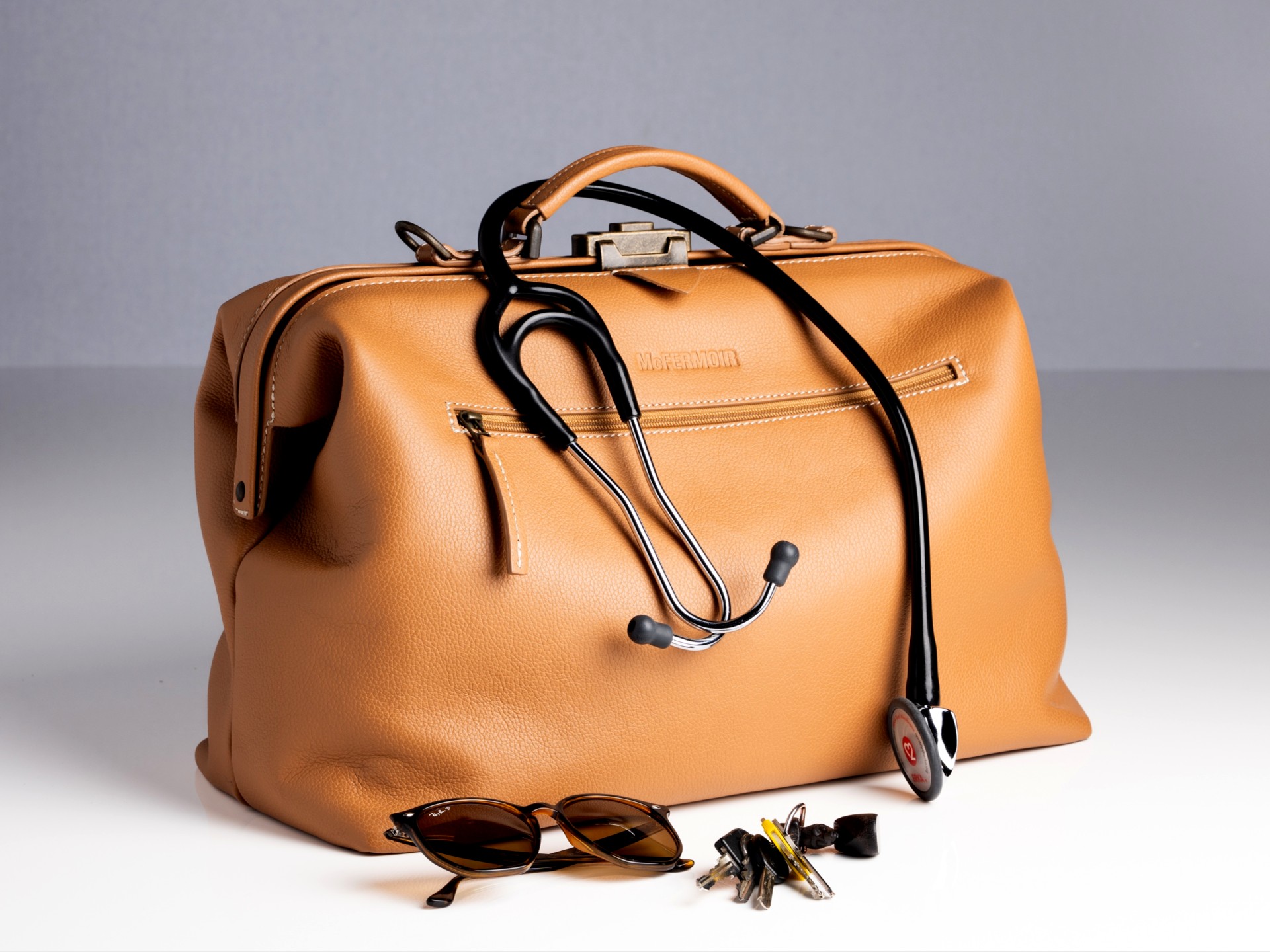 McFermoir dokterstas FA3016 Fashion A4 Camel met extra schouderriem - Afbeelding 5