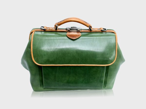 McFermoir dokterstas vintage groen met cognac accenten K70+